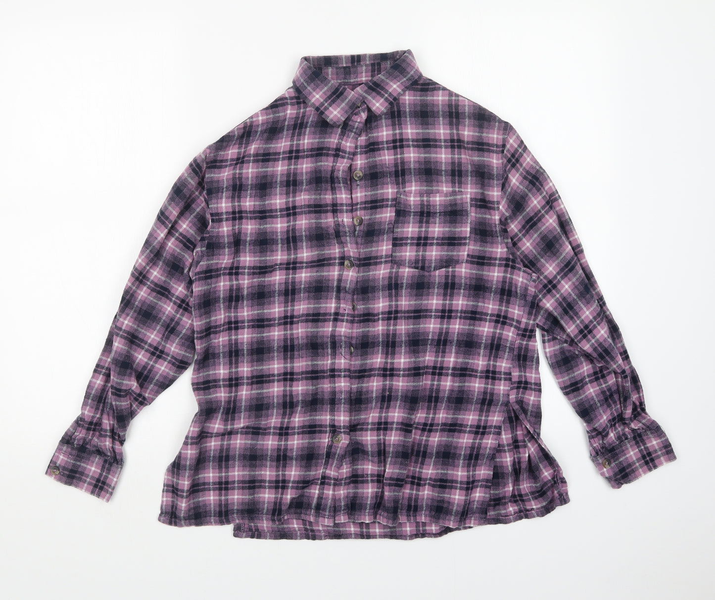 BRAVE SOUL  Womens Purple Plaid  Basic Button-Up Size S
