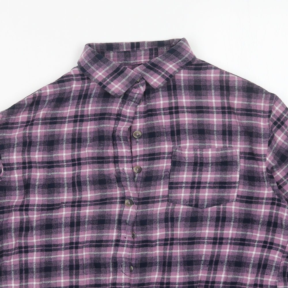 BRAVE SOUL  Womens Purple Plaid  Basic Button-Up Size S