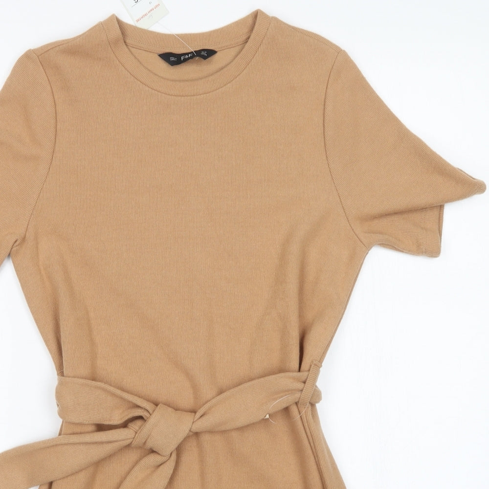 F&F Womens Brown   Jumper Dress  Size 10