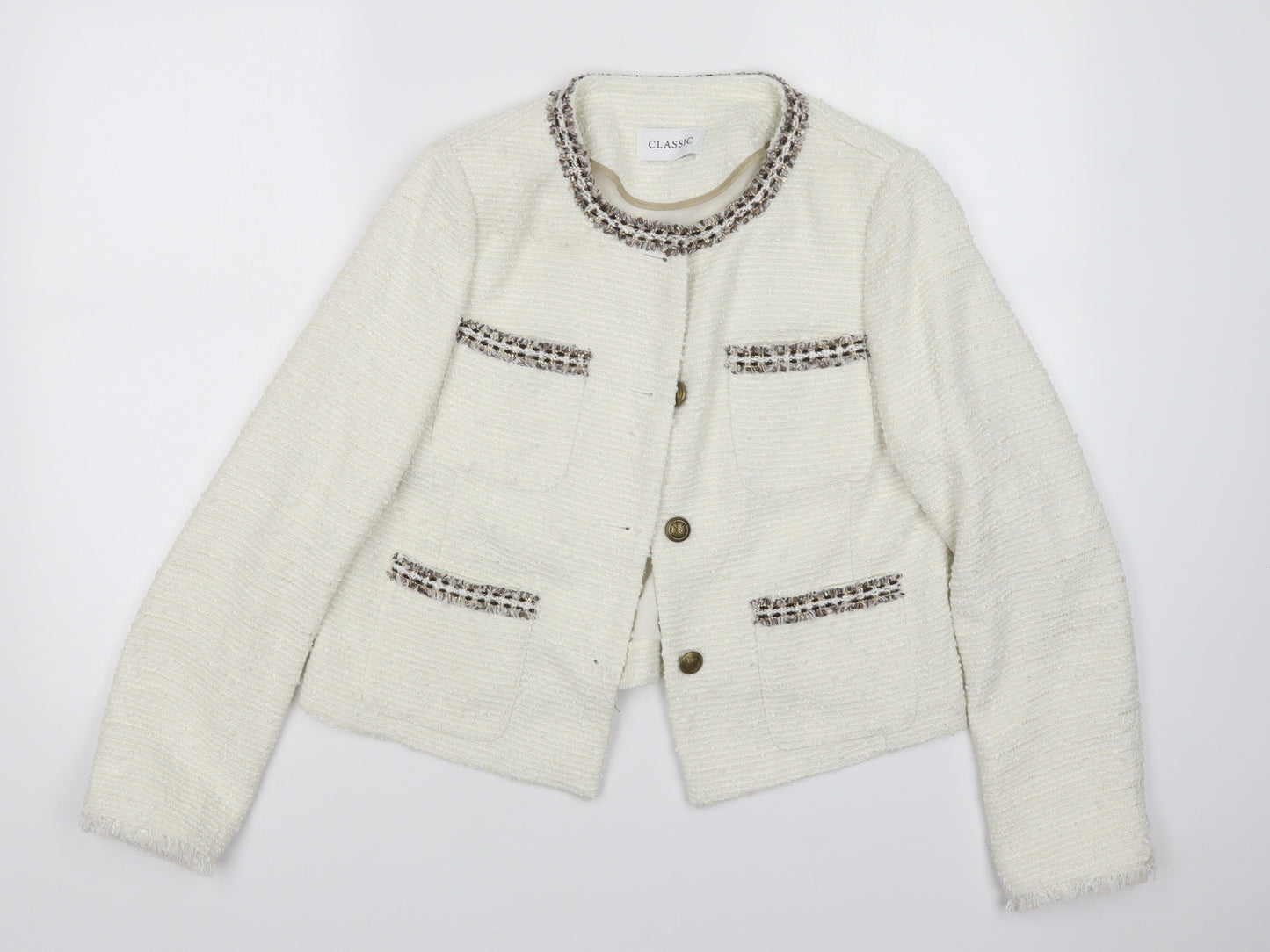 M&S Womens White   Cardigan Jumper Size 12