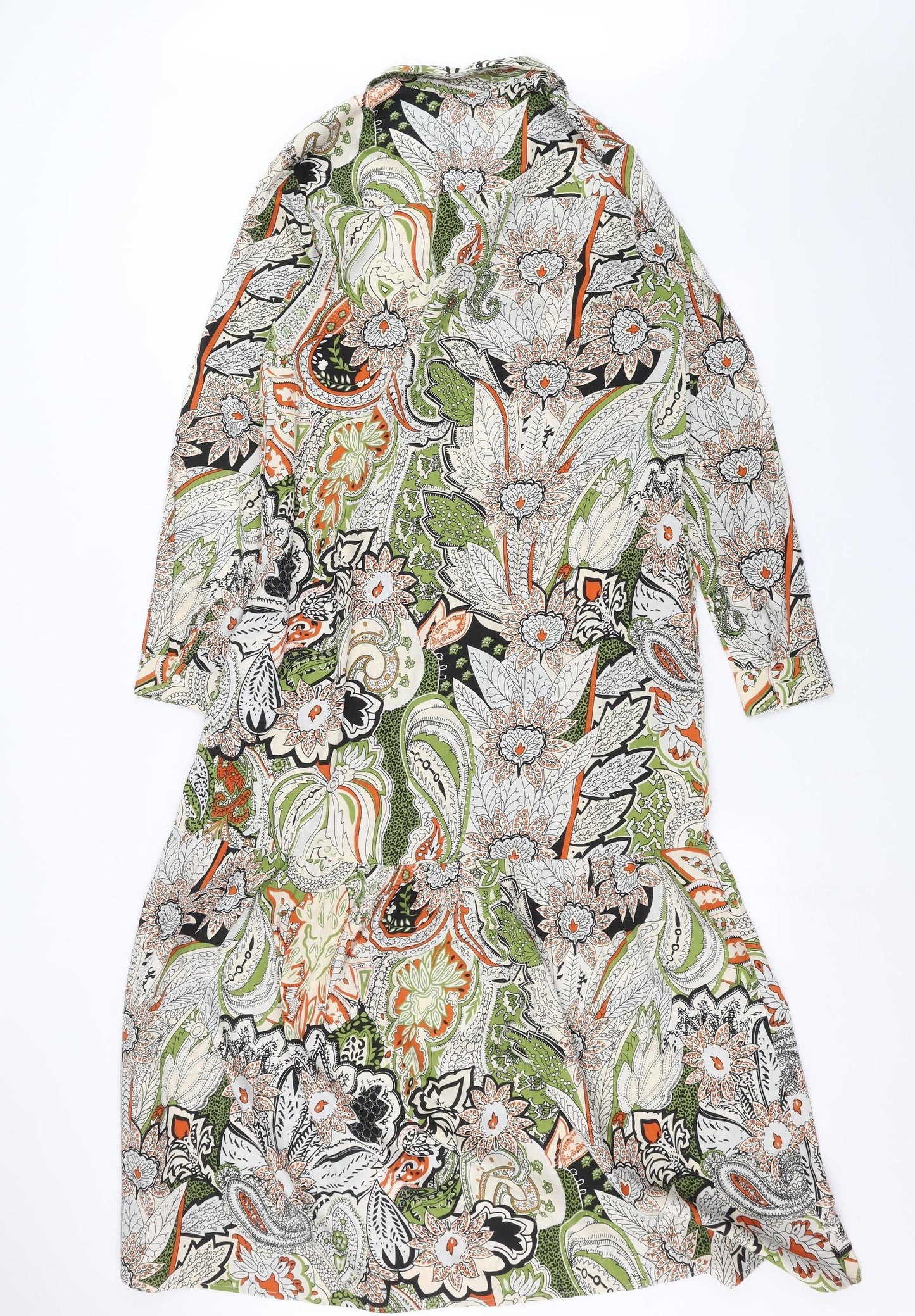 First and i Womens White Floral  A-Line  Size M