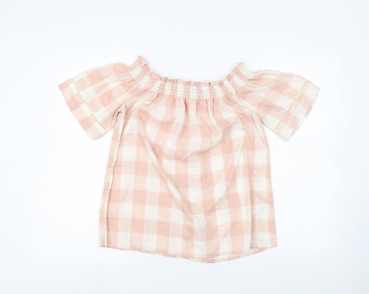 Front view of Papaya women’s pink basic blouse, size UK 10