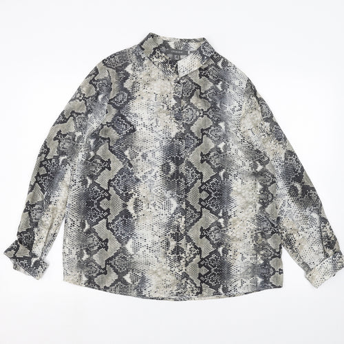 Primark Womens White Animal Print  Basic Button-Up Size 14