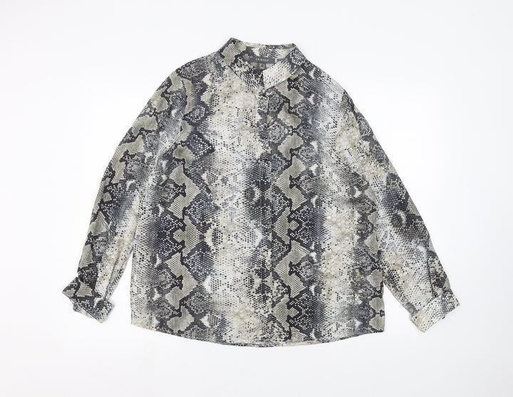 Primark Womens White Animal Print Basic Button-Up Size 14