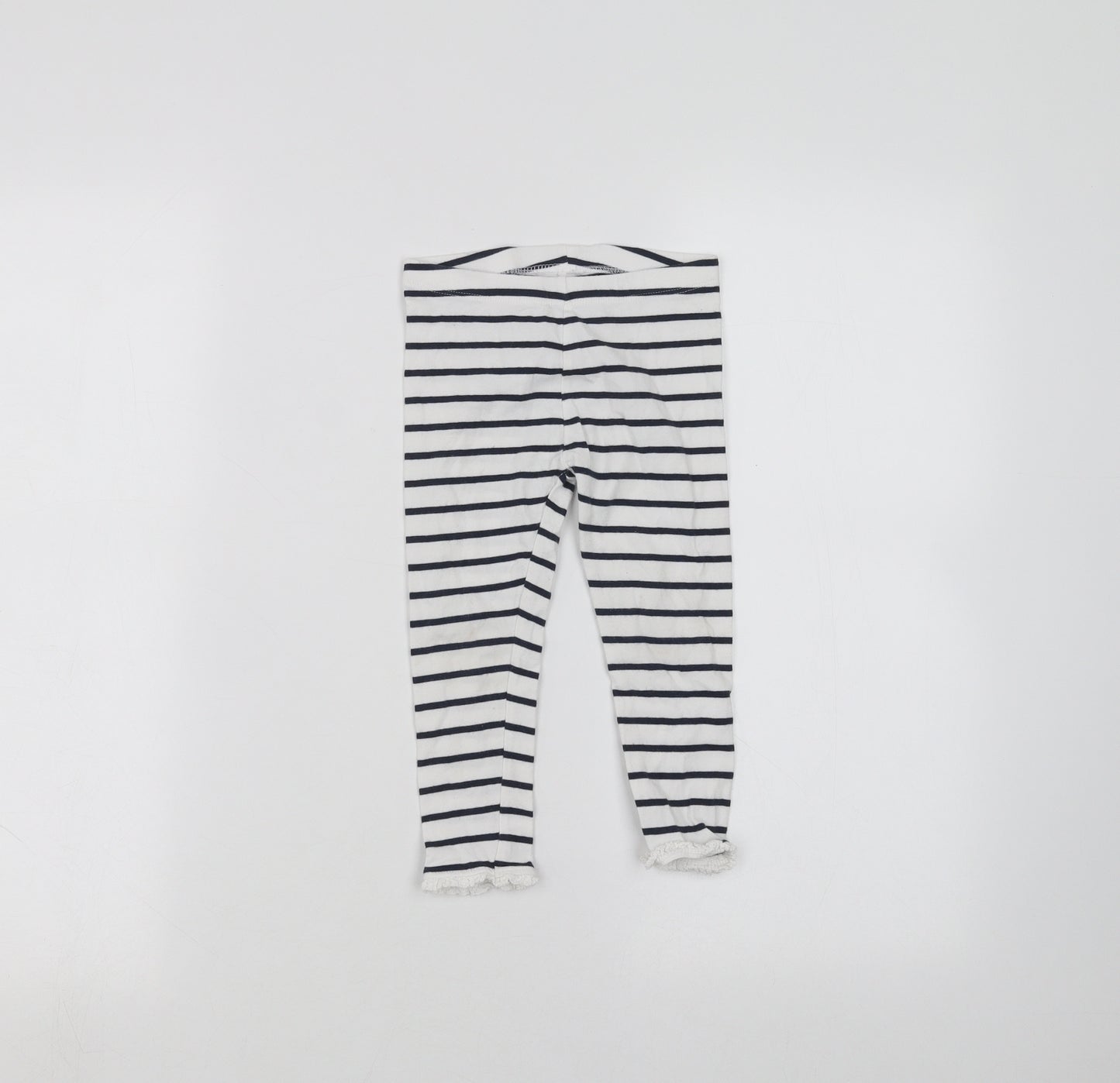 Mothercare Girls White Striped  Sweatpants Trousers Size 2-3 Years