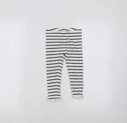 Mothercare Girls White Striped  Sweatpants Trousers Size 2-3 Years