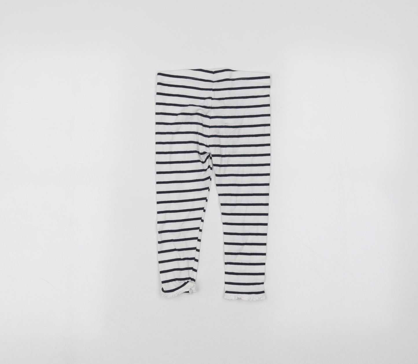 Mothercare Girls White Striped  Sweatpants Trousers Size 2-3 Years