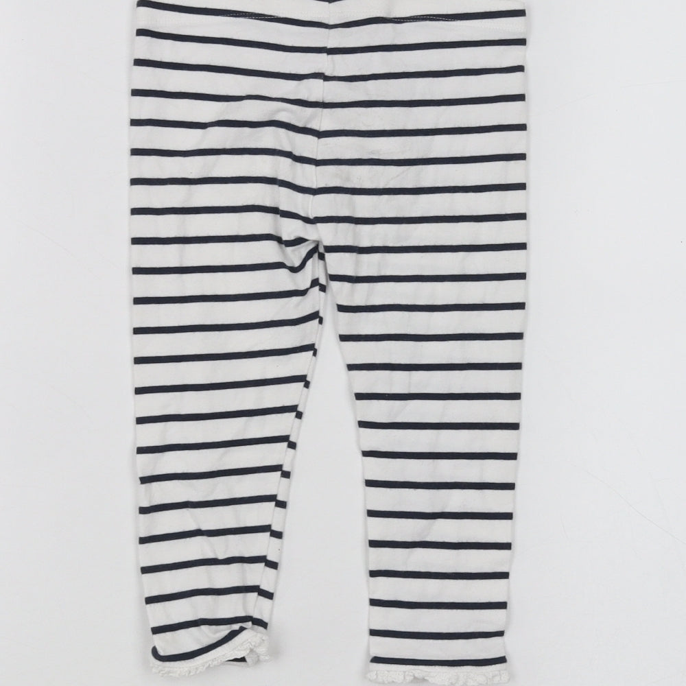 Mothercare Girls White Striped  Sweatpants Trousers Size 2-3 Years