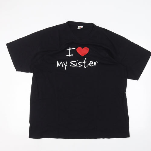 Fruit of the Loom Womens Black   Basic T-Shirt Size 2XL