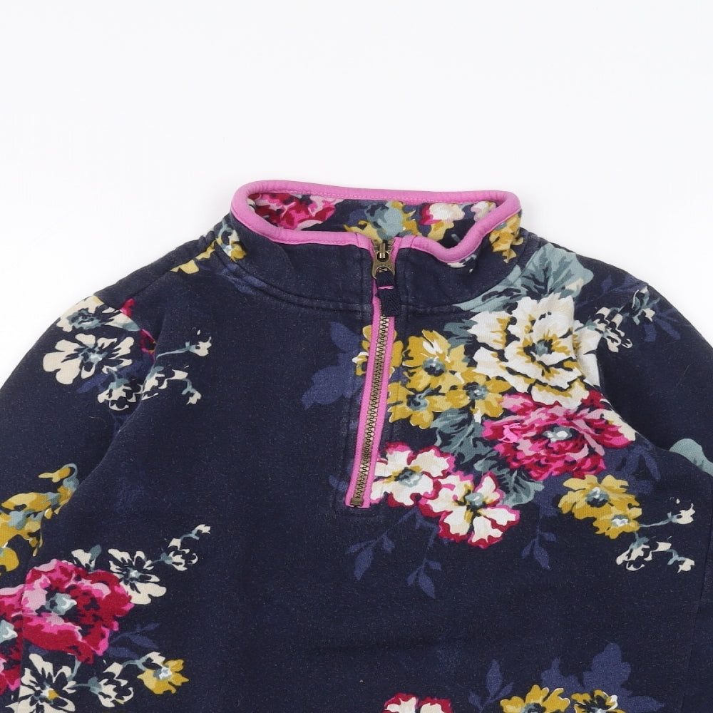 Joules Girls Blue Floral  Pullover Jumper Size 11-12 Years