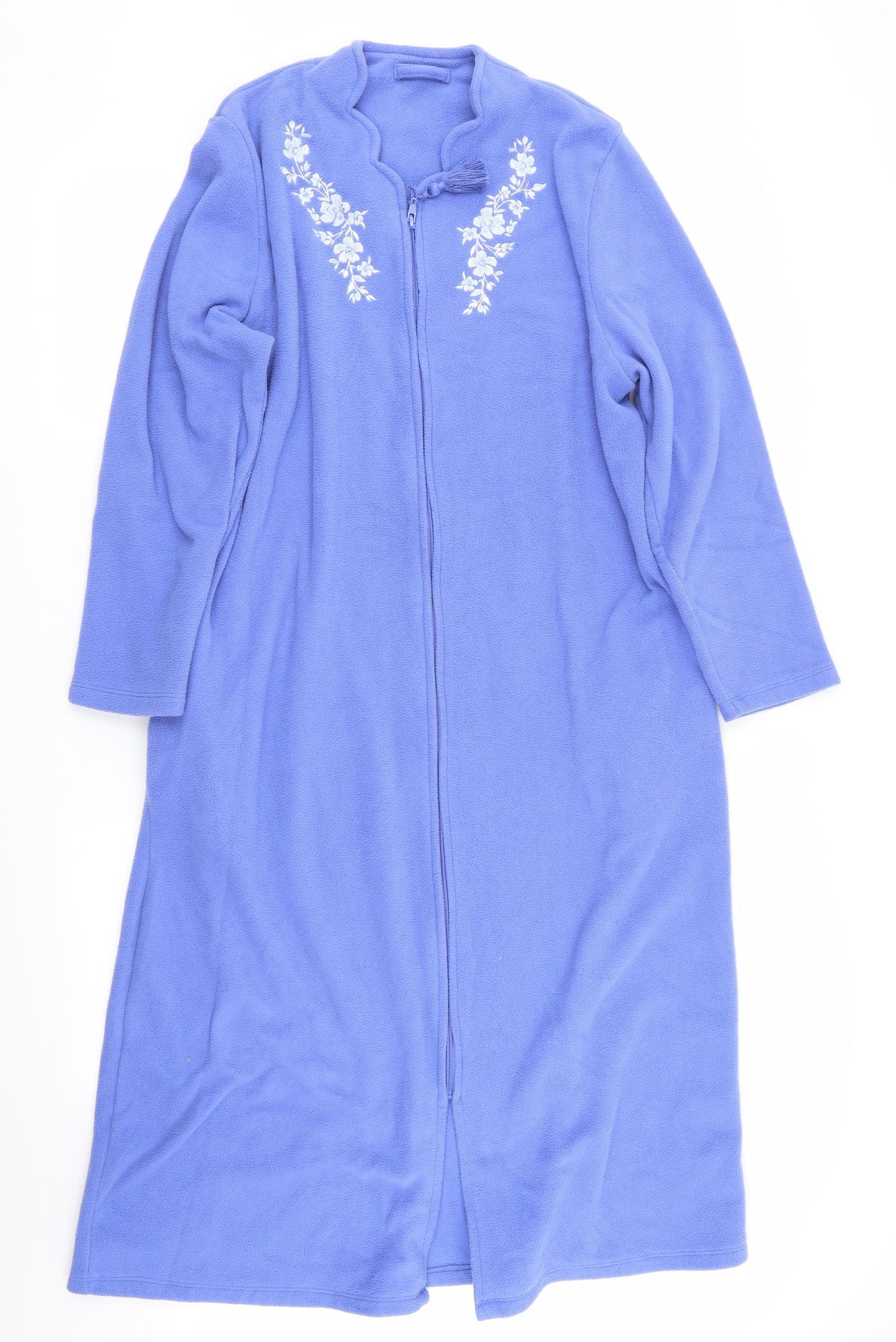 Marks and Spencer Womens Blue Floral   Robe Size 12  - Zip Fastening