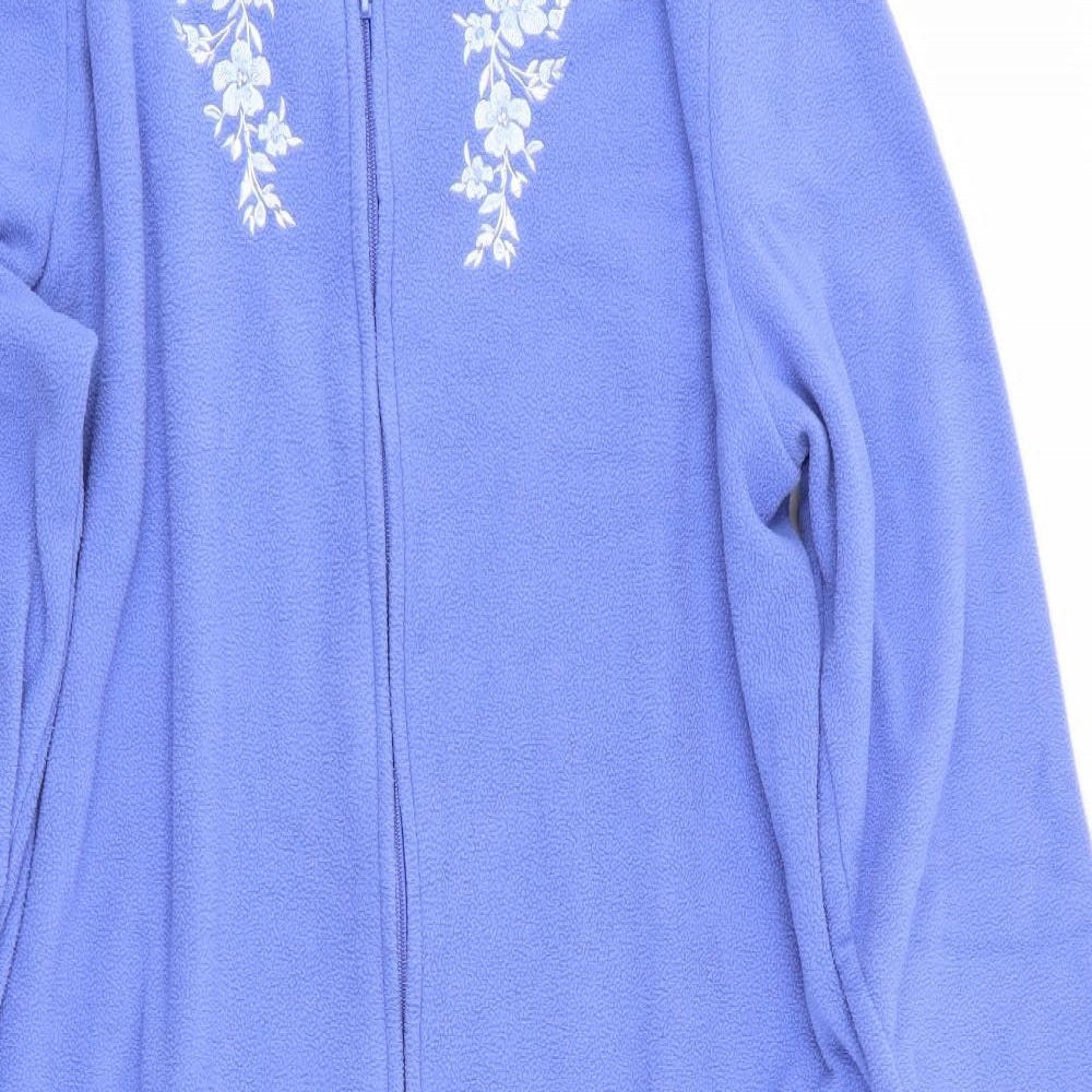 Marks and Spencer Womens Blue Floral   Robe Size 12  - Zip Fastening