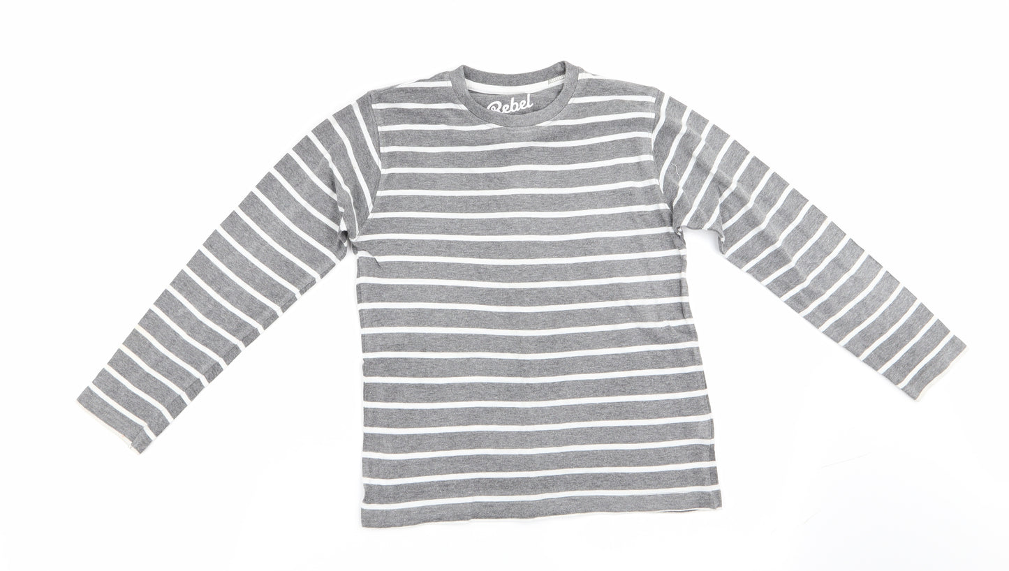 Rebel Boys Grey Striped  Pullover Casual Size 7-8 Years