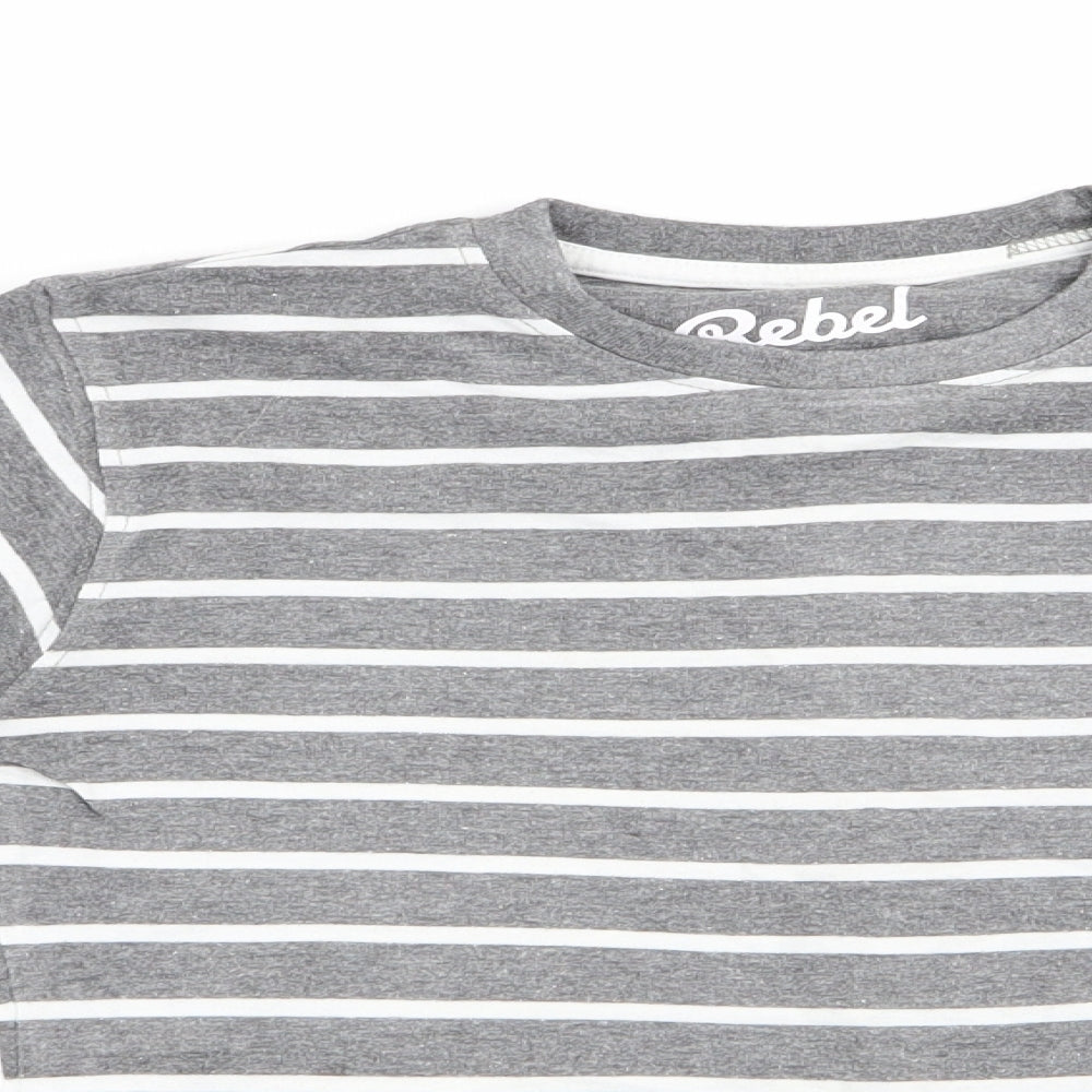 Rebel Boys Grey Striped  Pullover Casual Size 7-8 Years