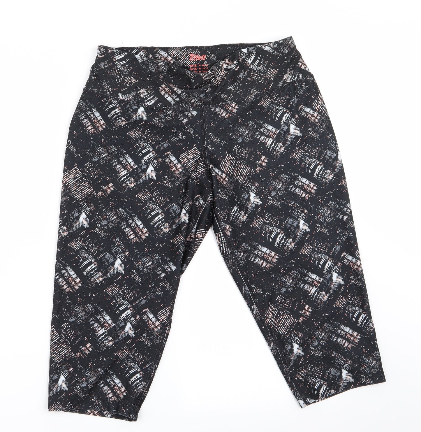 Crivit Womens Black Geometric  Cropped Leggings Size M L17 in