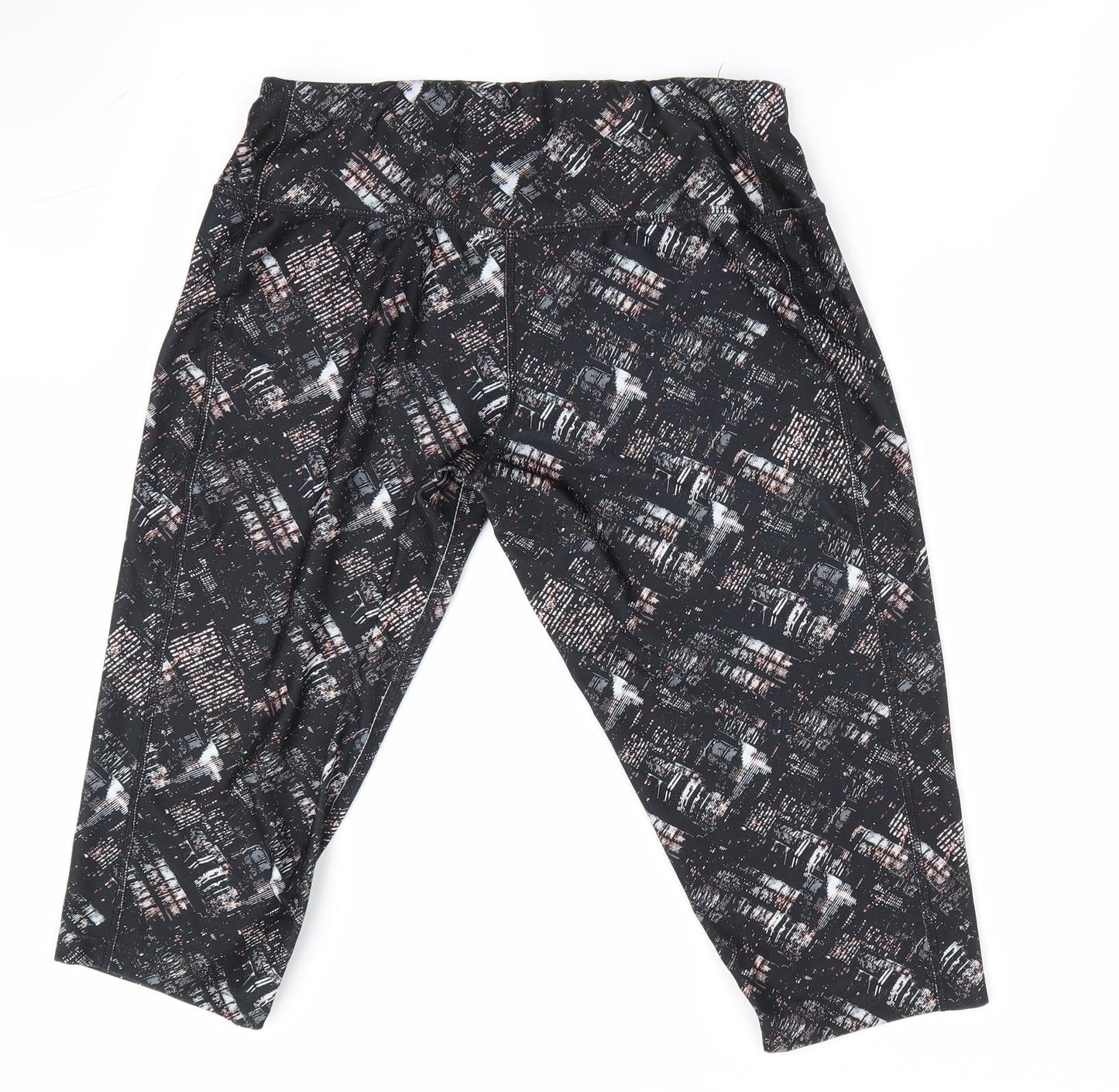Crivit Womens Black Geometric  Cropped Leggings Size M L17 in
