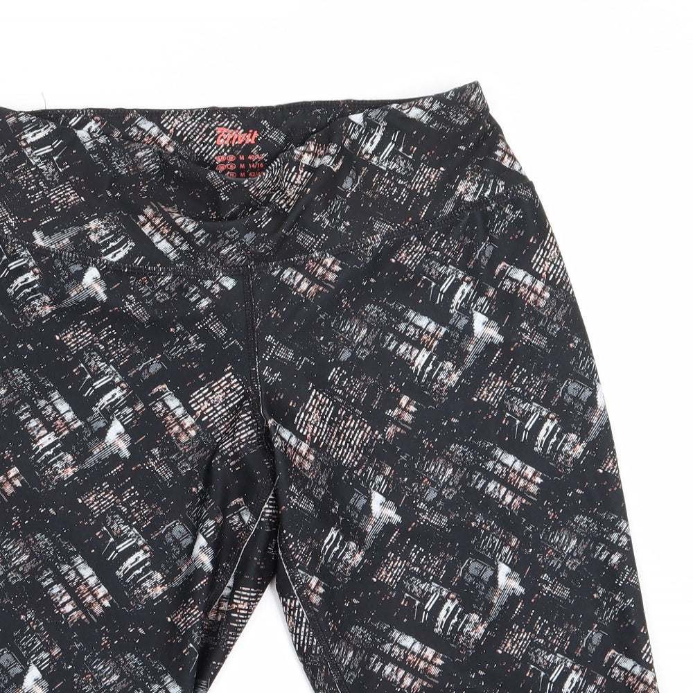 Crivit Womens Black Geometric  Cropped Leggings Size M L17 in