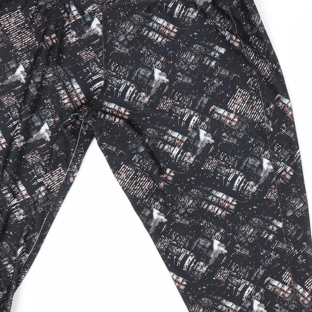 Crivit Womens Black Geometric  Cropped Leggings Size M L17 in