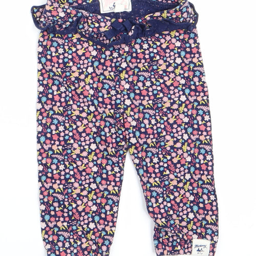 Mantaray Girls Blue Floral  Jogger Leggings Size 3-6 Months