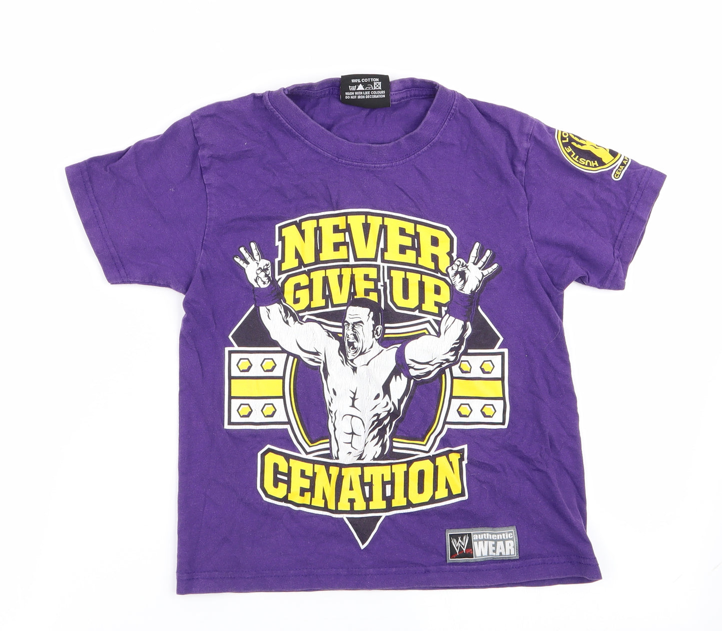 Authentic Wear Boys Purple   Basic T-Shirt Size 7-8 Years  - Never Give Up