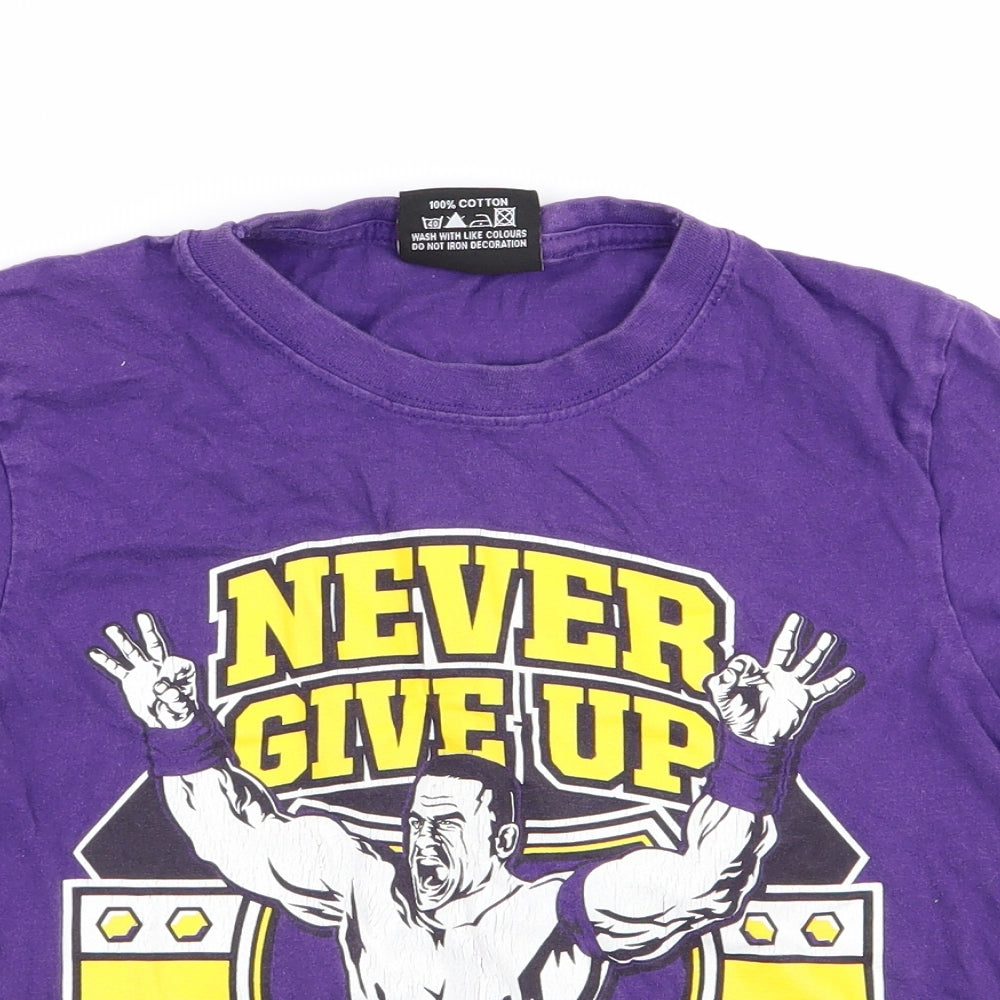 Authentic Wear Boys Purple   Basic T-Shirt Size 7-8 Years  - Never Give Up