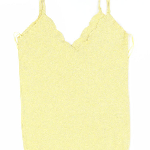 George Womens Yellow   Vest Jumper Size 8  - Sparkle Effect
