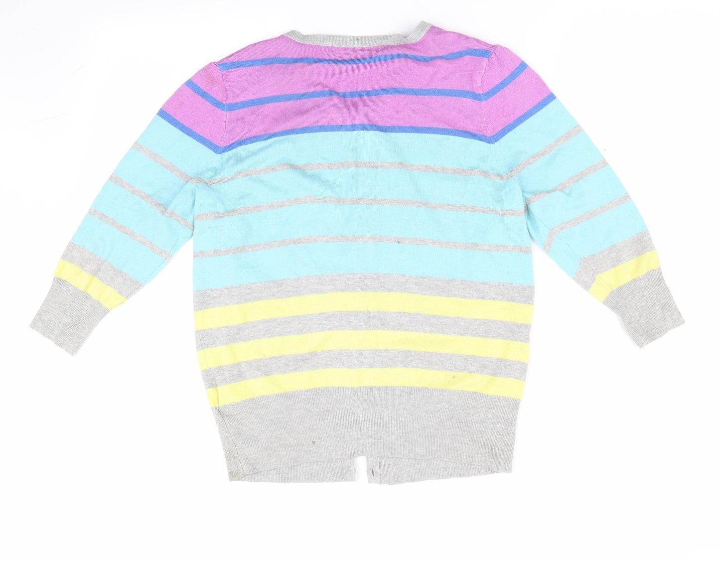Marks and Spencer Womens Multicoloured Striped  Cardigan Jumper Size 12