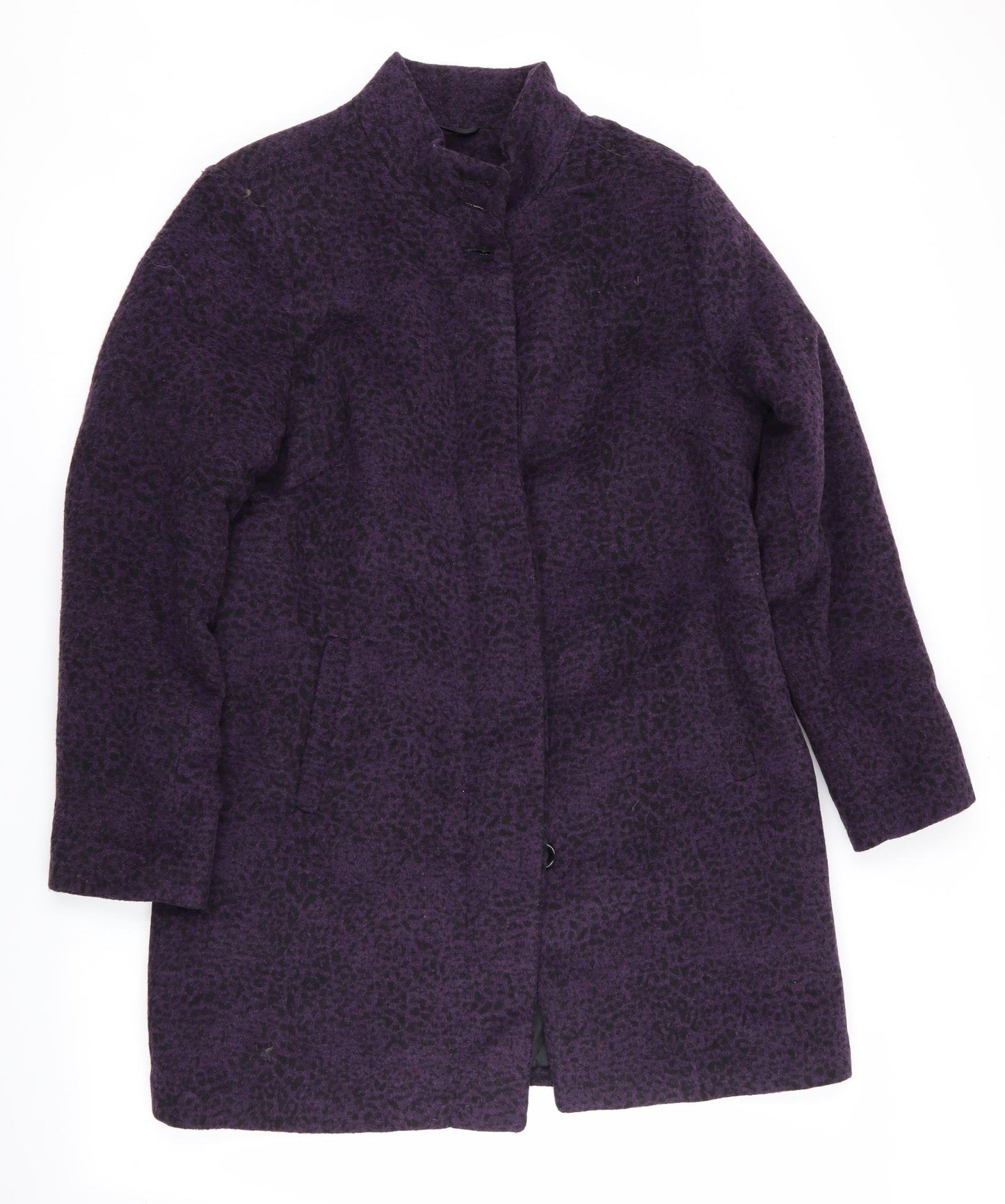 Finesse Womens Purple Animal Print  Jacket Coat Size 14
