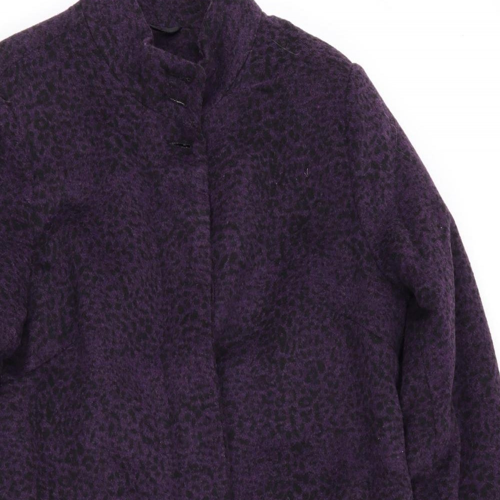 Finesse Womens Purple Animal Print  Jacket Coat Size 14