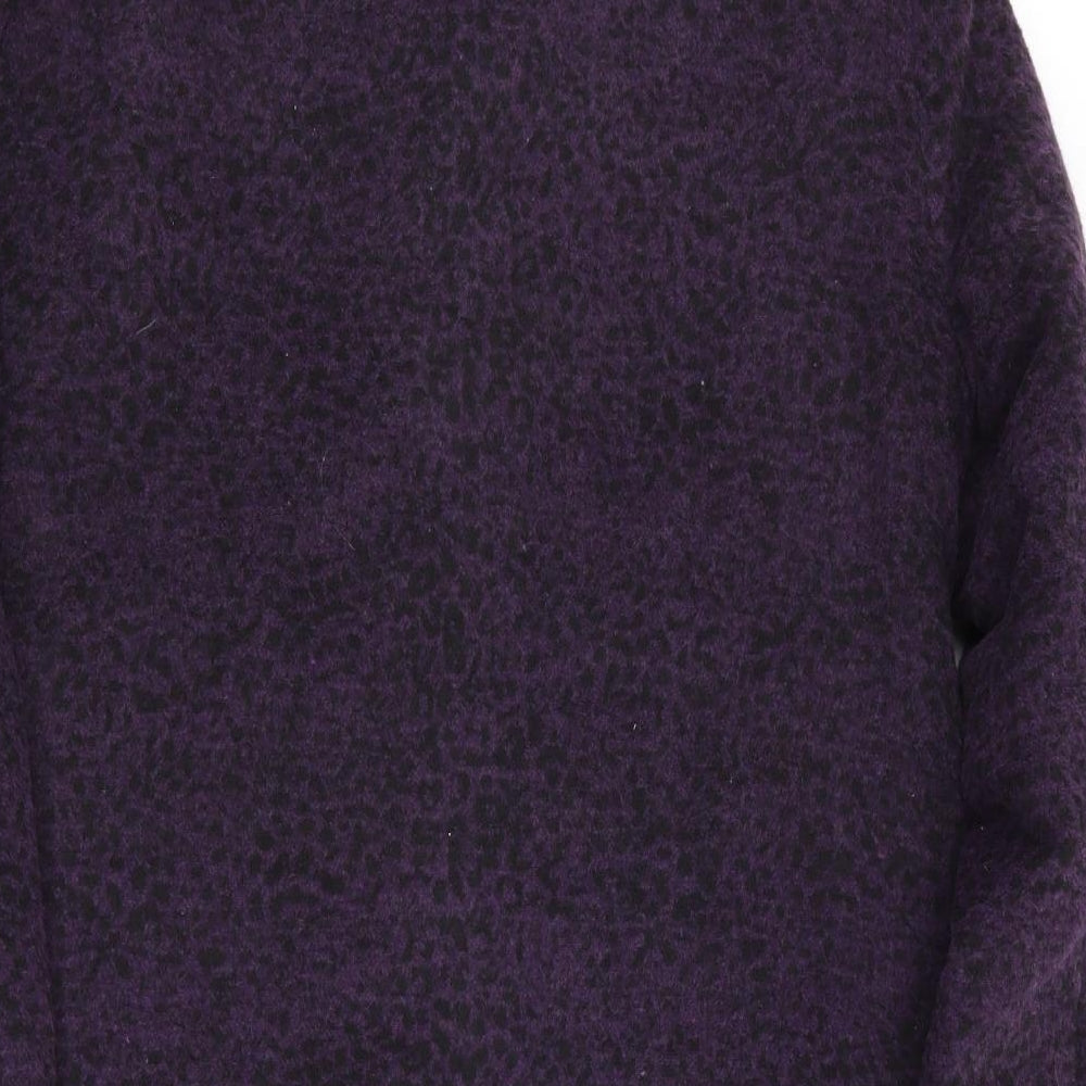 Finesse Womens Purple Animal Print  Jacket Coat Size 14