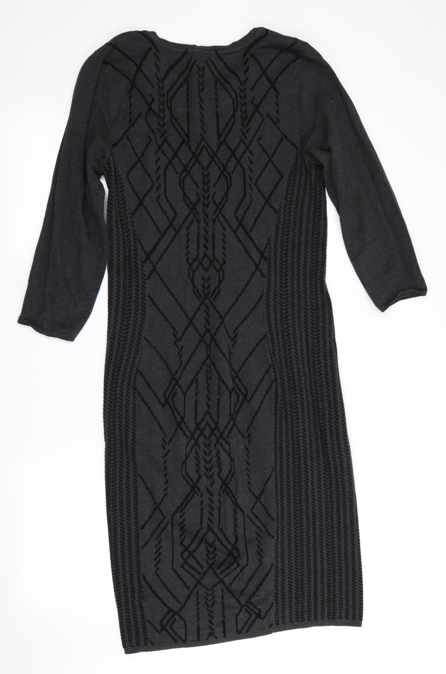 H&M Womens Black Geometric  Jumper Dress  Size 14
