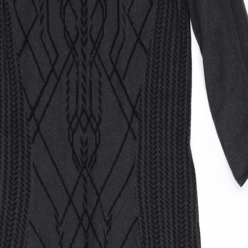 H&M Womens Black Geometric  Jumper Dress  Size 14