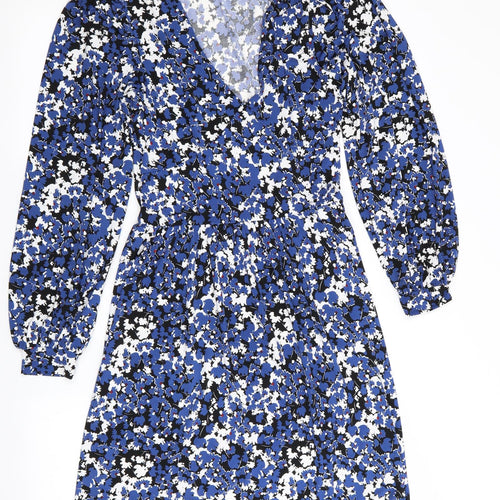 V By Very Womens Blue Floral  Fit & Flare  Size 8