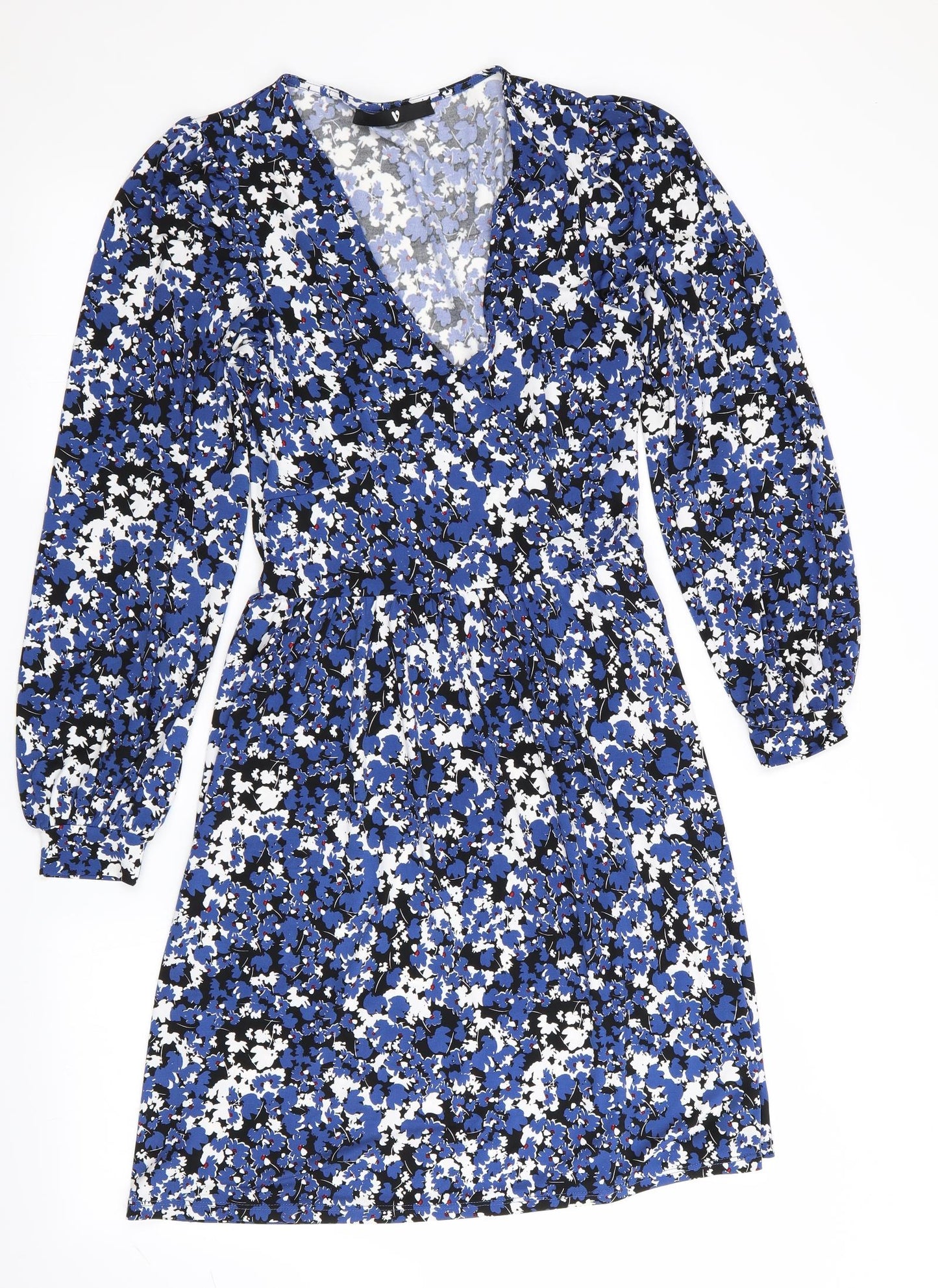 V By Very Womens Blue Floral  Fit & Flare  Size 8