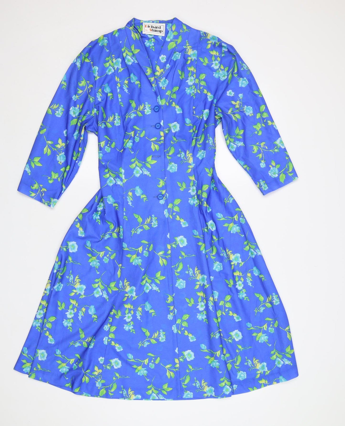 Richard Stump Womens Blue Floral  A-Line  Size 14
