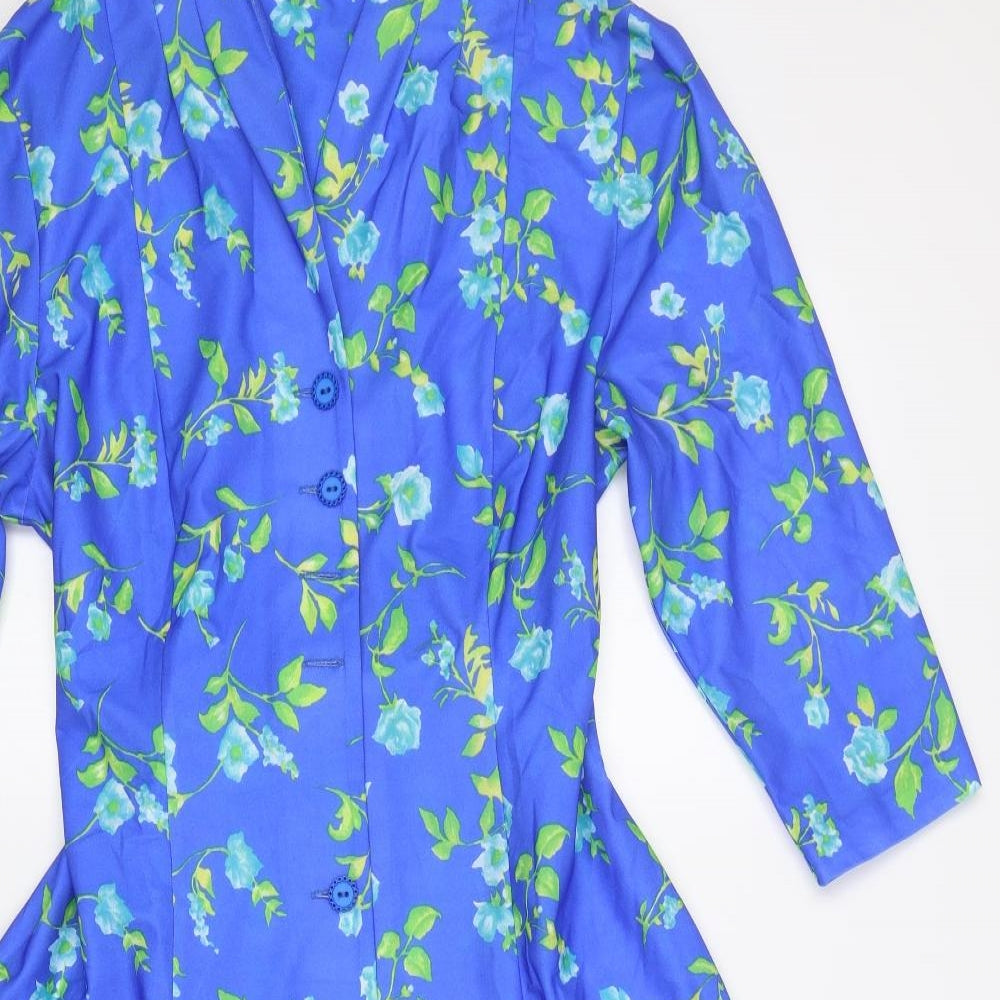Richard Stump Womens Blue Floral  A-Line  Size 14