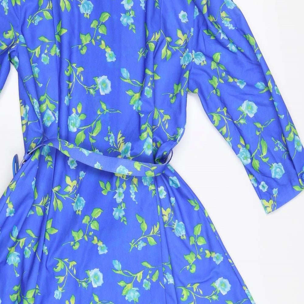 Richard Stump Womens Blue Floral  A-Line  Size 14