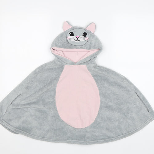 George Girls Grey  Fleece Cape Jumper Size S  - Bunny cape