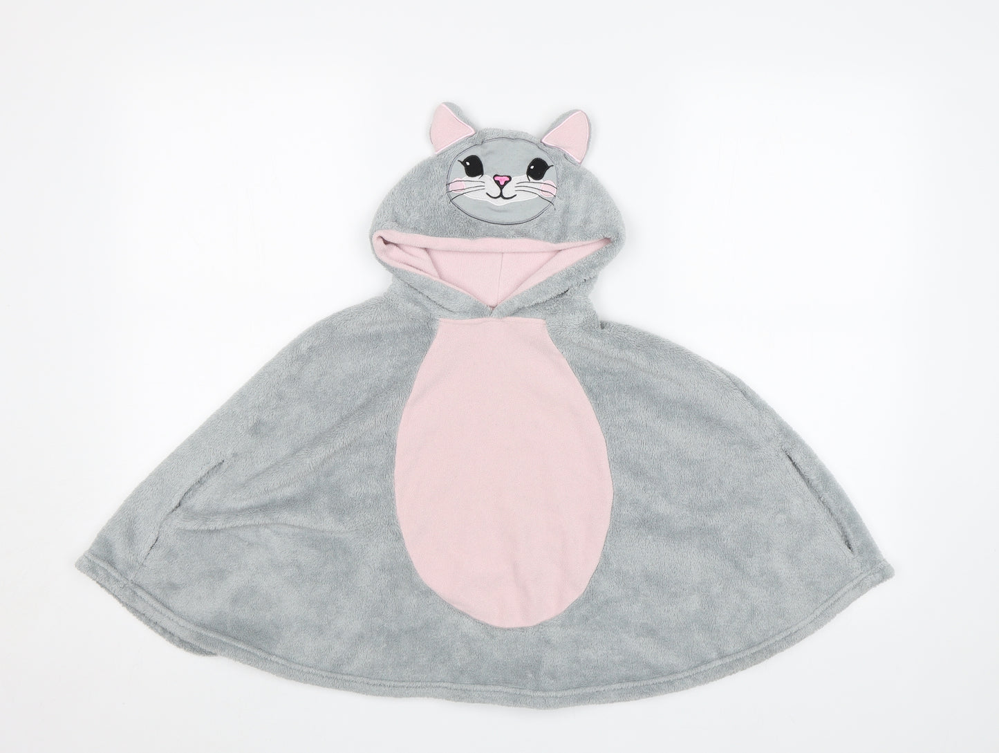 George Girls Grey  Fleece Cape Jumper Size S  - Bunny cape