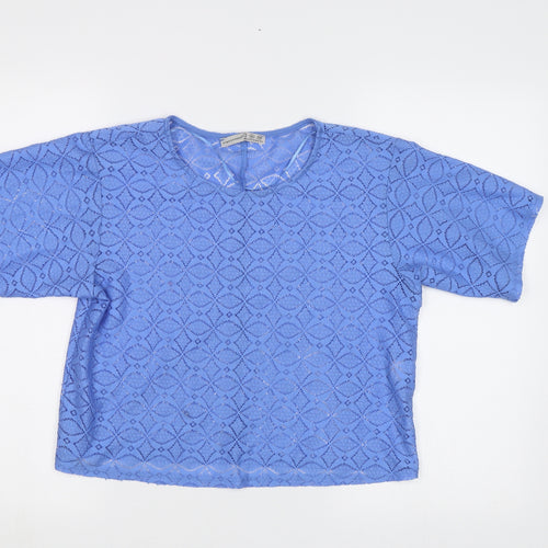 Primark Womens Blue Geometric  Cropped Blouse Size 8