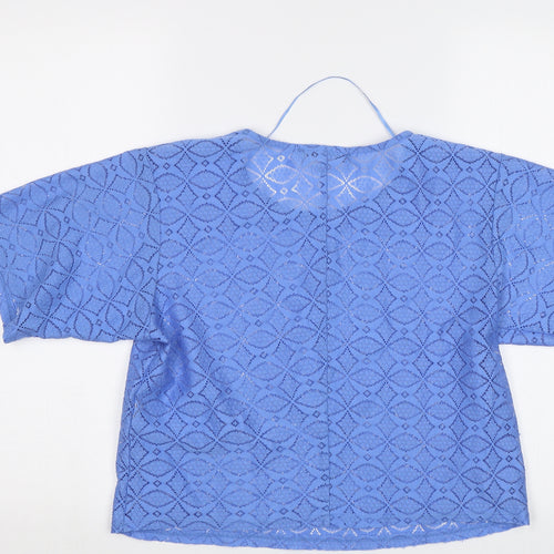 Primark Womens Blue Geometric  Cropped Blouse Size 8