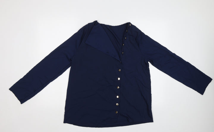 Preworn Womens Blue Basic Button-Up Size L