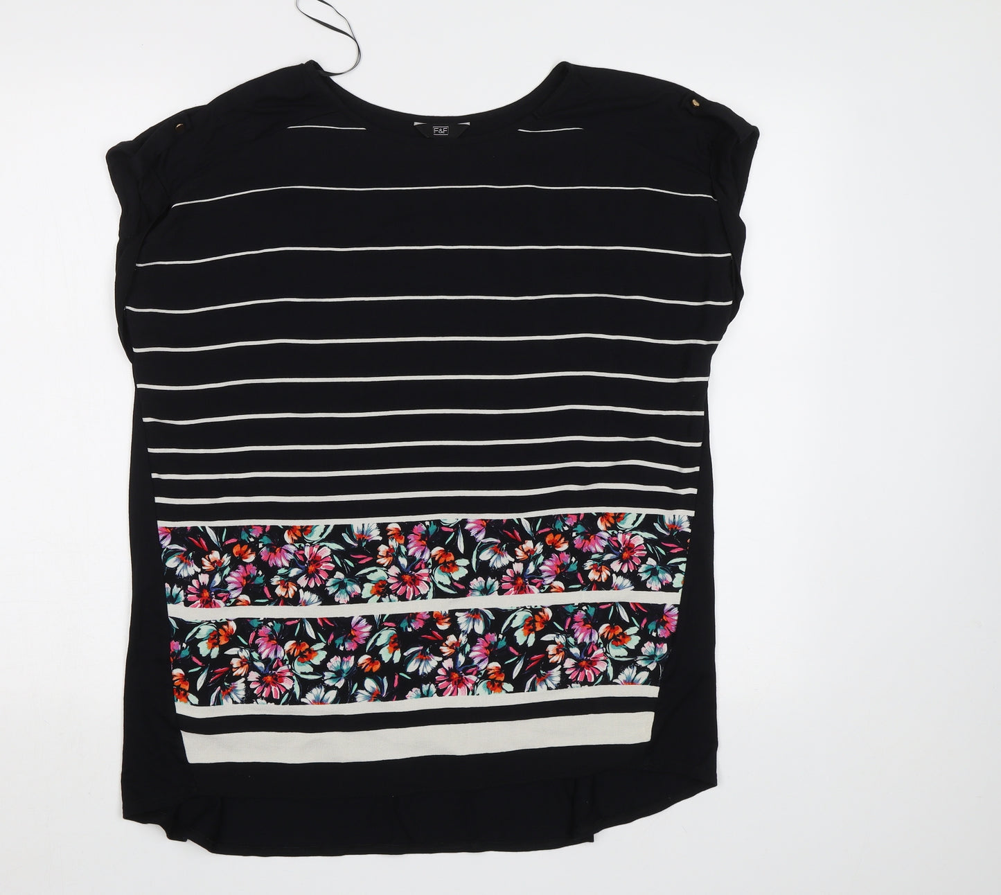 F&F Womens Black Striped  Basic Blouse Size 16