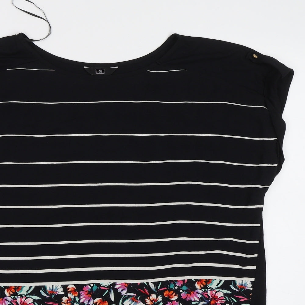 F&F Womens Black Striped  Basic Blouse Size 16