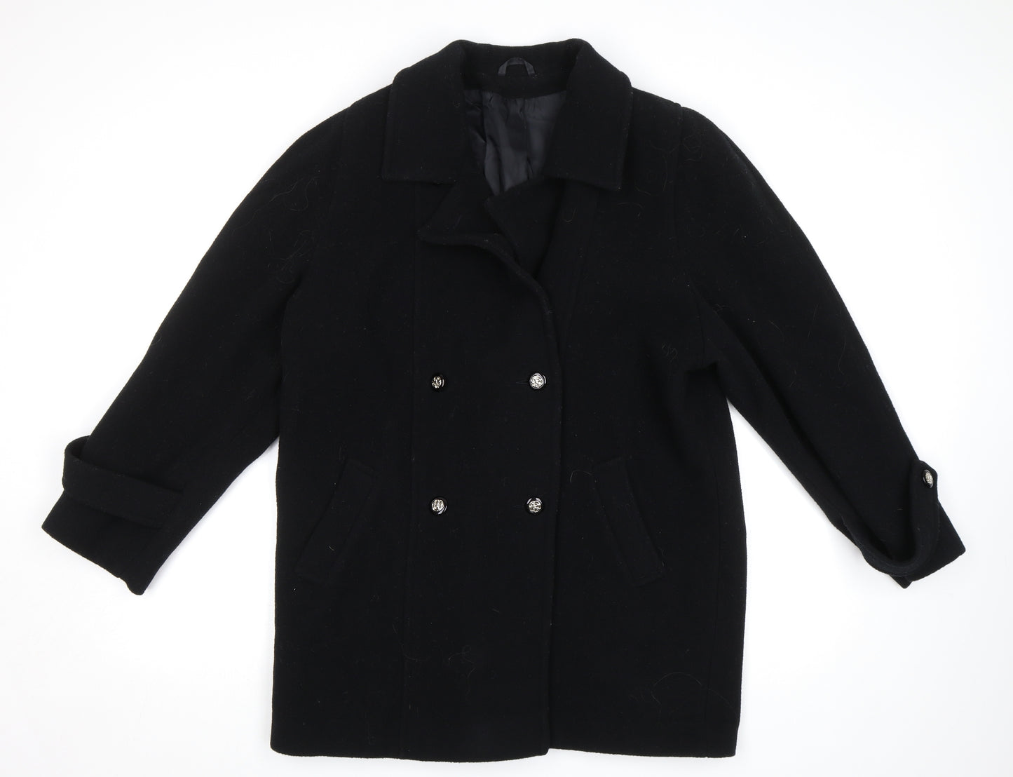 Berkertex Womens Black   Pea Coat Coat Size 14