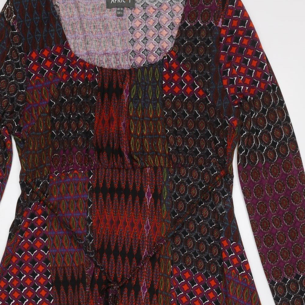 Apricot Womens Red Geometric  Fit & Flare  Size 14