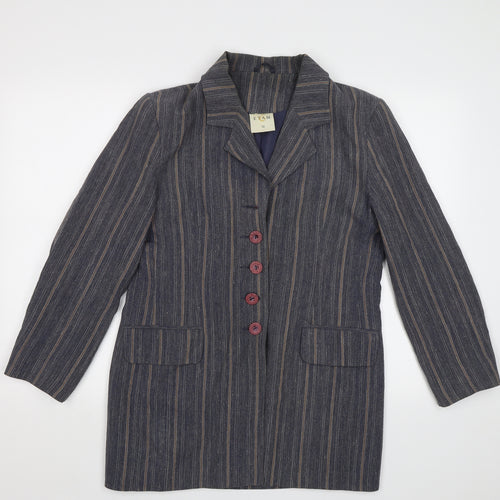 Etam Womens Blue Striped  Jacket Blazer Size 12