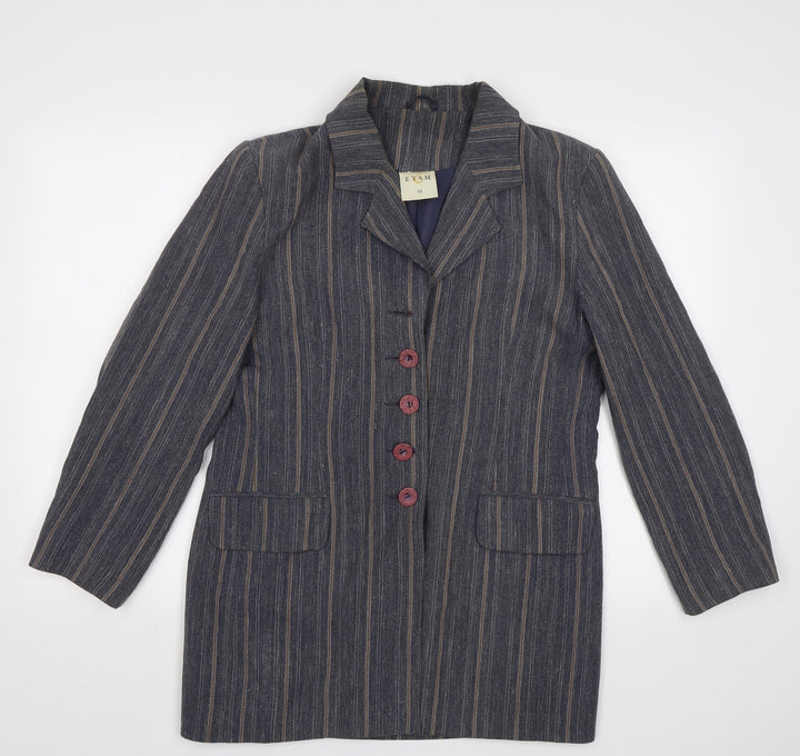 Etam Womens Blue Striped  Jacket Blazer Size 12