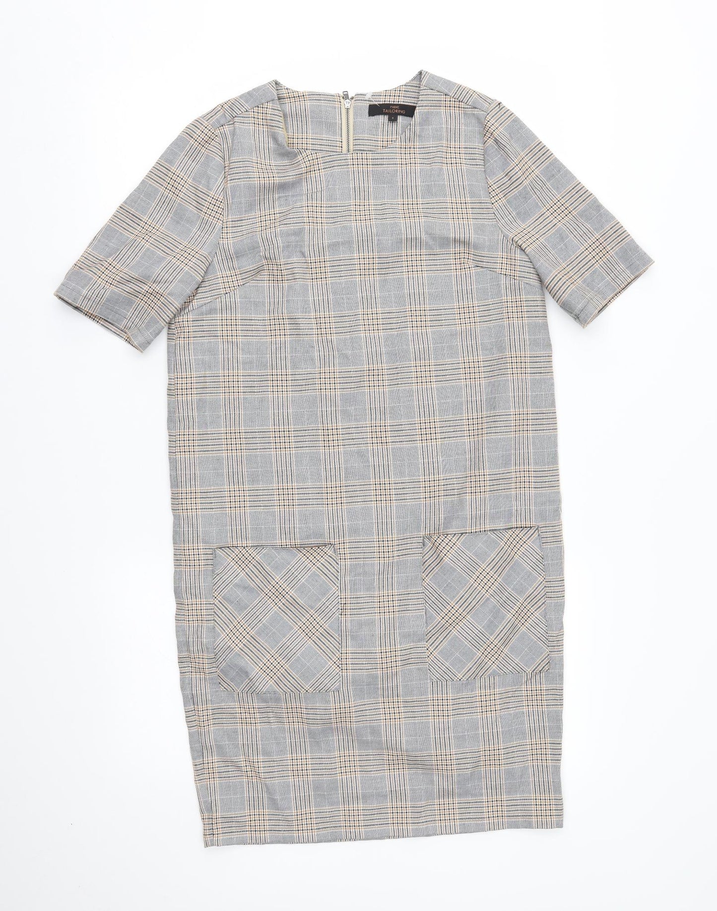 NEXT Womens Grey Plaid  Pencil Dress  Size 8