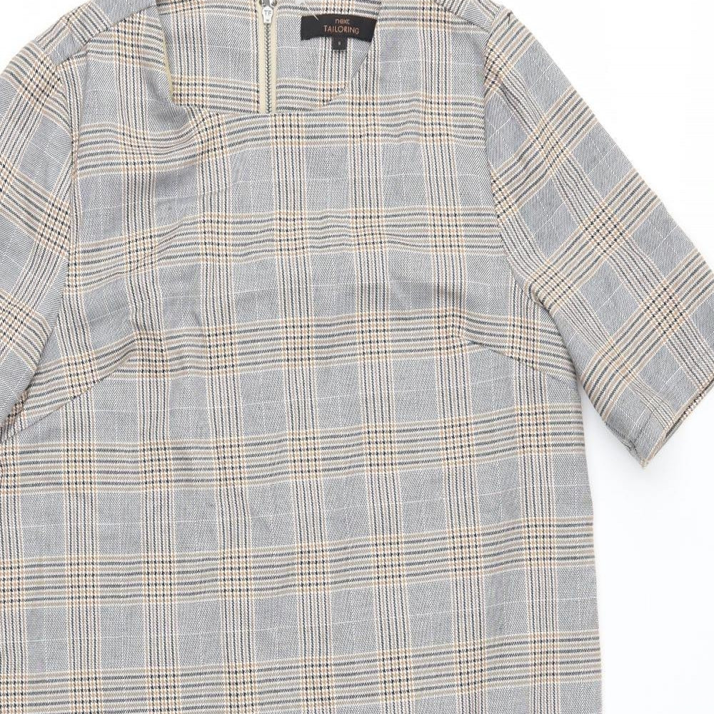 NEXT Womens Grey Plaid  Pencil Dress  Size 8